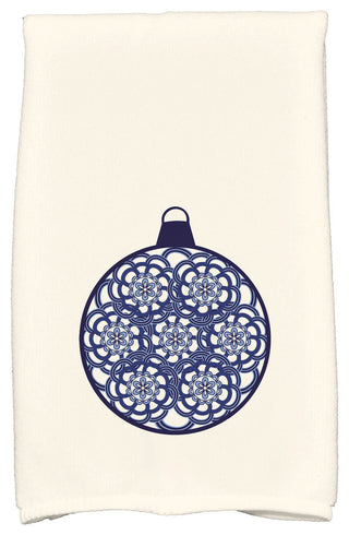 Snowflake Bulb Decorative Holiday Geometric Print Hand Towel, Navy Blue