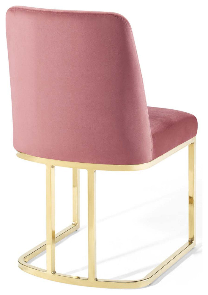 Amplify Sled Base Performance Velvet Dining Side Chair - Gold Dusty Rose