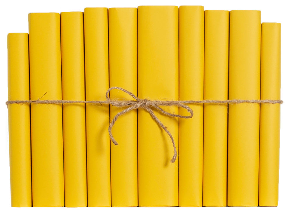 Decorative Books - Saffron Paper Wrapped Book Bundle - 1 foot of Yellow Books