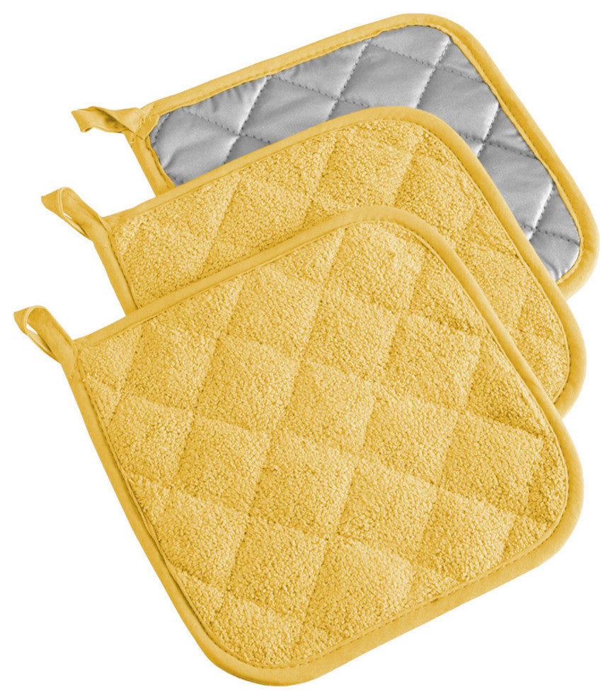 DII Yellow Terry Potholder, Set of 3