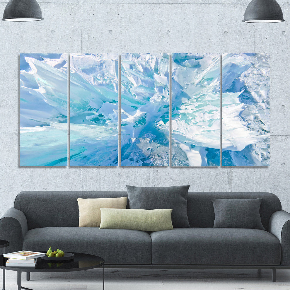 Blue Ice Hummocks Baikal, Landscape Canvas Art Print, 60"x28", 5 Panels