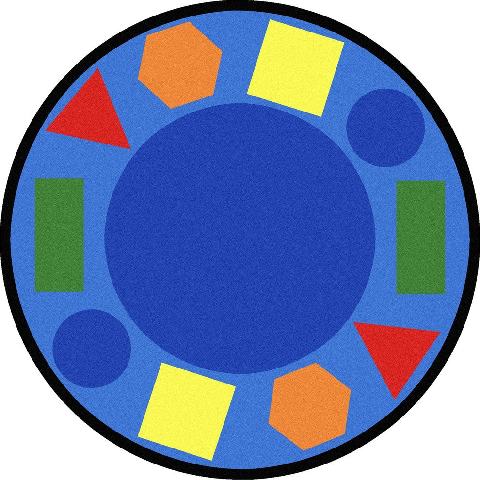 Kid Essentials Rug, Sitting Shapes, Multicolored, 5'4"x7'8", Multicolored, 7'7"