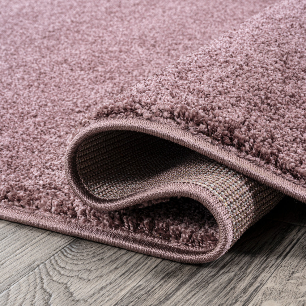 Haze Solid Low-Pile Light Purple 6' Square Area Rug