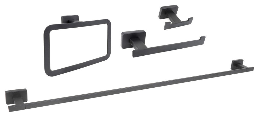 Chicago Series Black Bathroom 4 Piece Accessory Set (34)