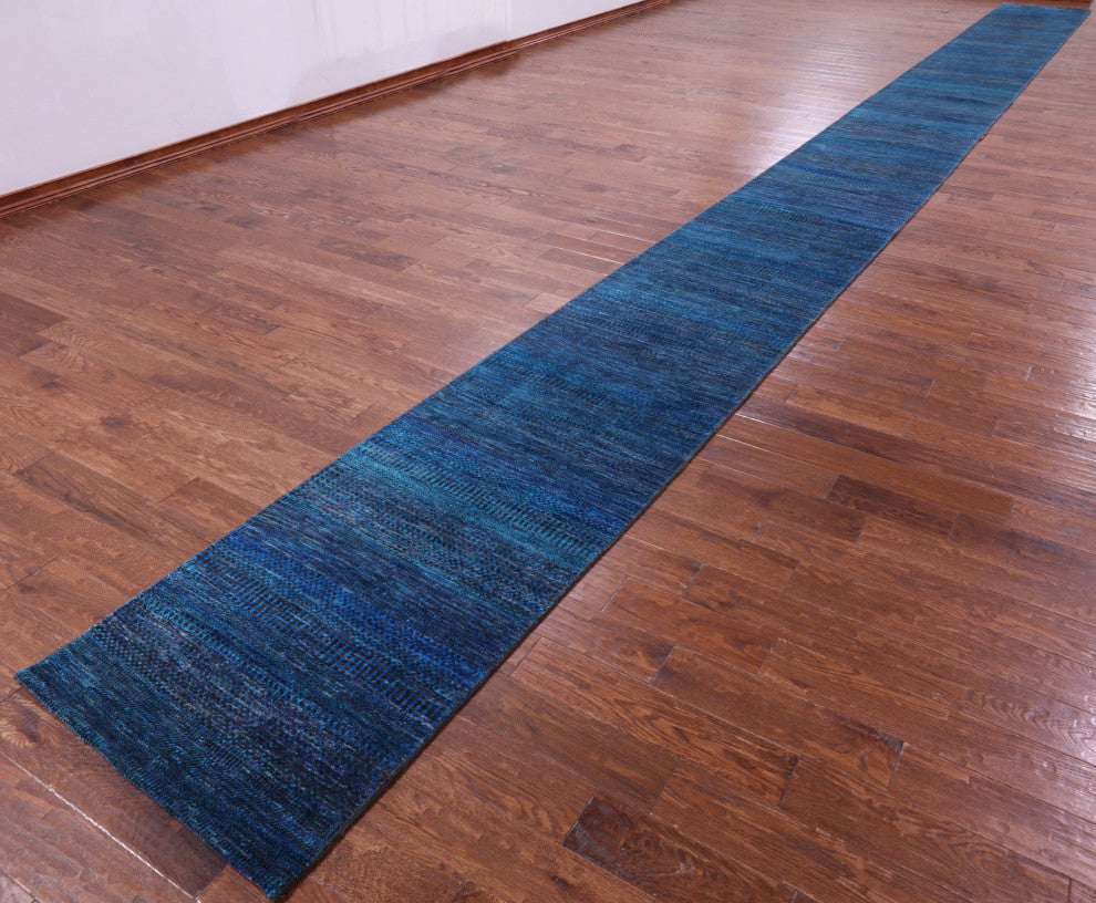 Runner Handmade Wool and Silk Super Savannah Gabbeh Rug 2' 6" X 32' 5" Q11904