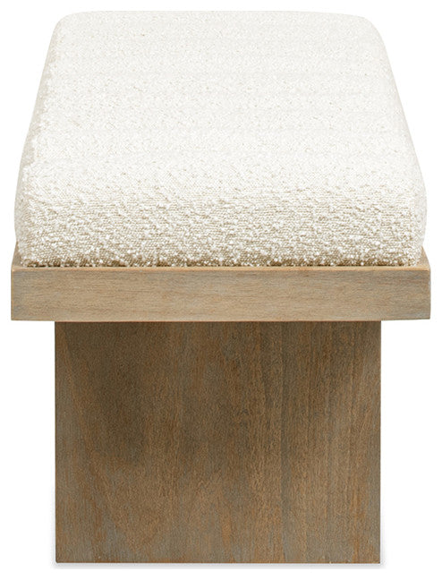 Bella 52" Vertical Tufted Modern Accent Bench, Ivory White Boucle