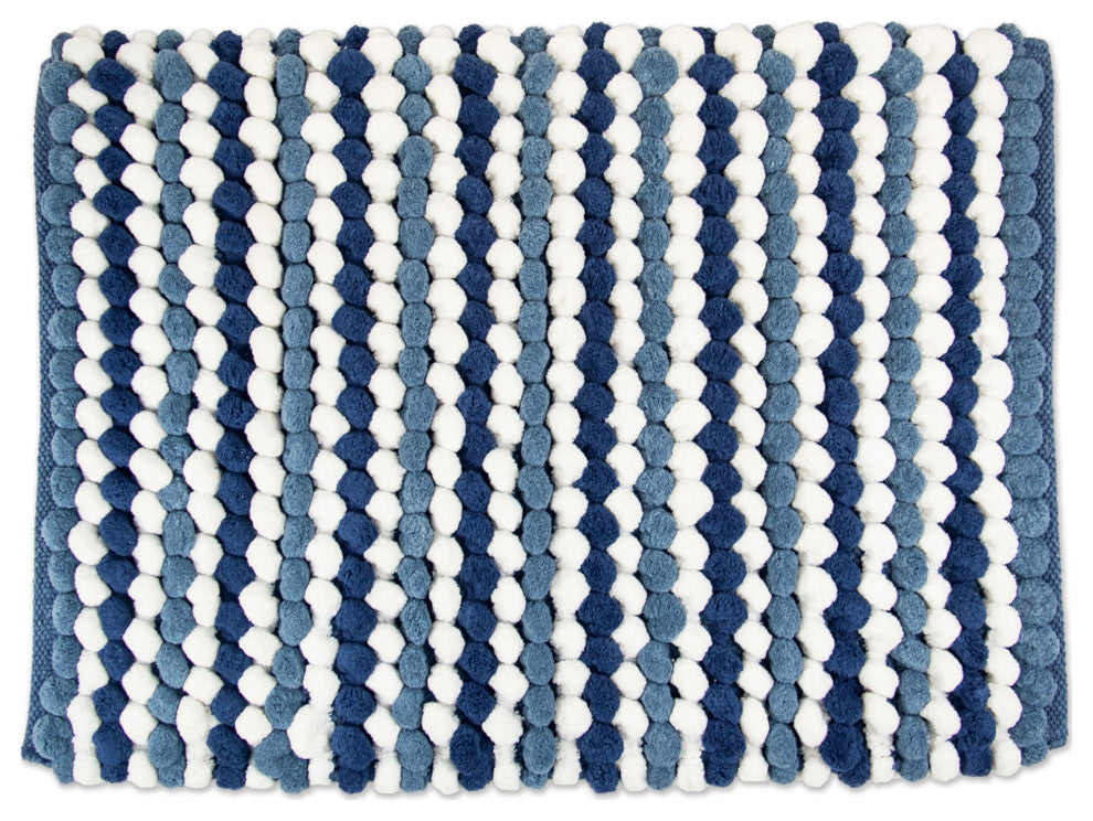 Blue Striped Microfiber Bath Mat, 21"x34"