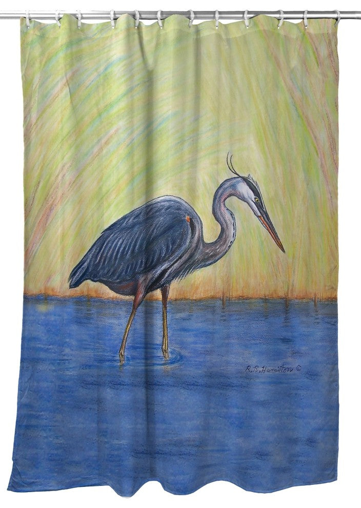 Betsy Drake Blue Heron Shower Curtain