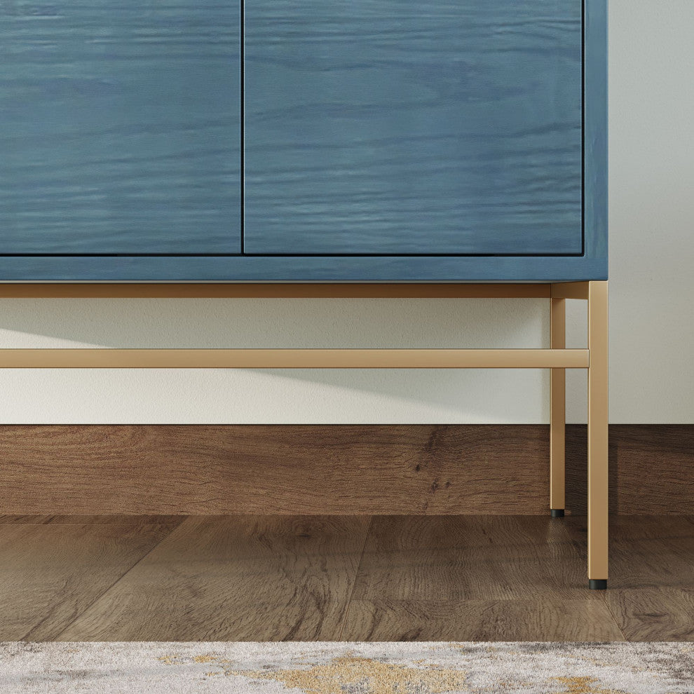 Lockhart Bath Vanity, French Blue, 30", Satin Brass Hardware, Single Sink, Freestanding