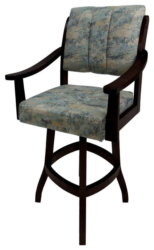 Swivel Counter Wood Bar Stool Casa on S-Base, Poet Sky and Black, 34"