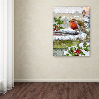 The Macneil Studio 'Robin On Birdbath' Canvas Art, 47"x35"