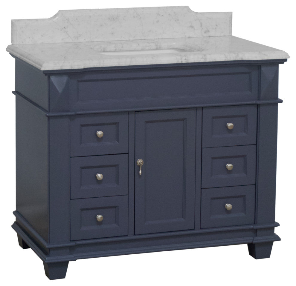 Elizabeth 42" Bathroom Vanity, Marine Gray, Carrara Marble