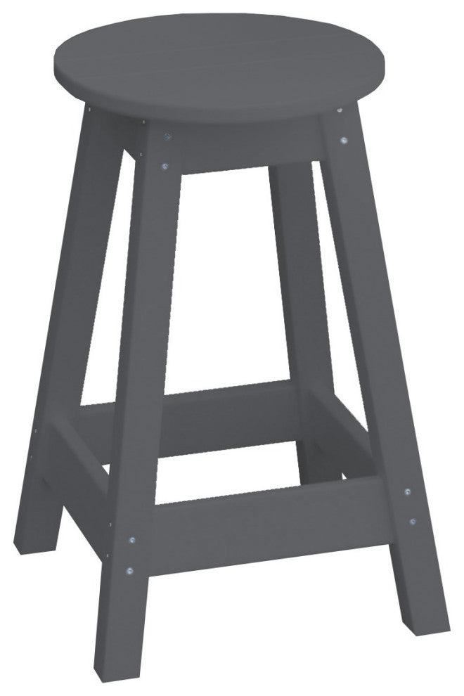 Poly Lumber Bar Stool, Dark Gray, Dining Height, Round