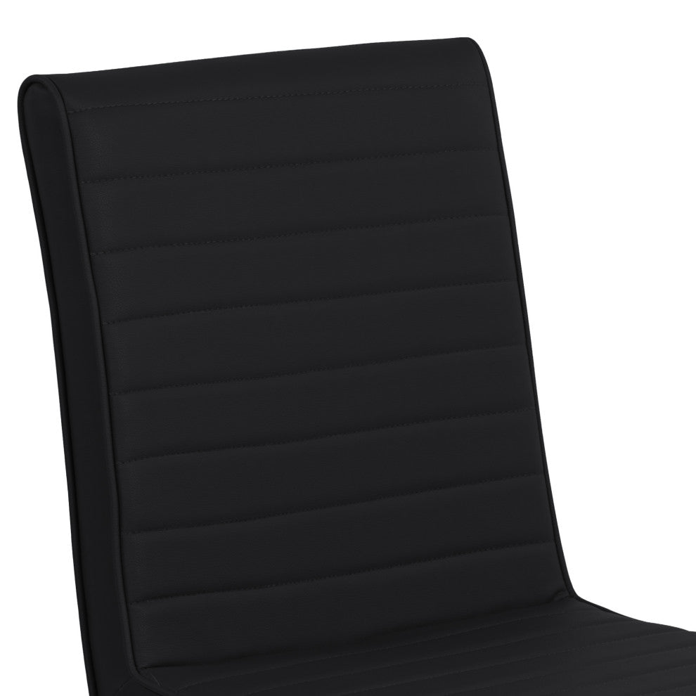 Tempe Contemporary Dining Chair In Black Faux Leather, Set of 2