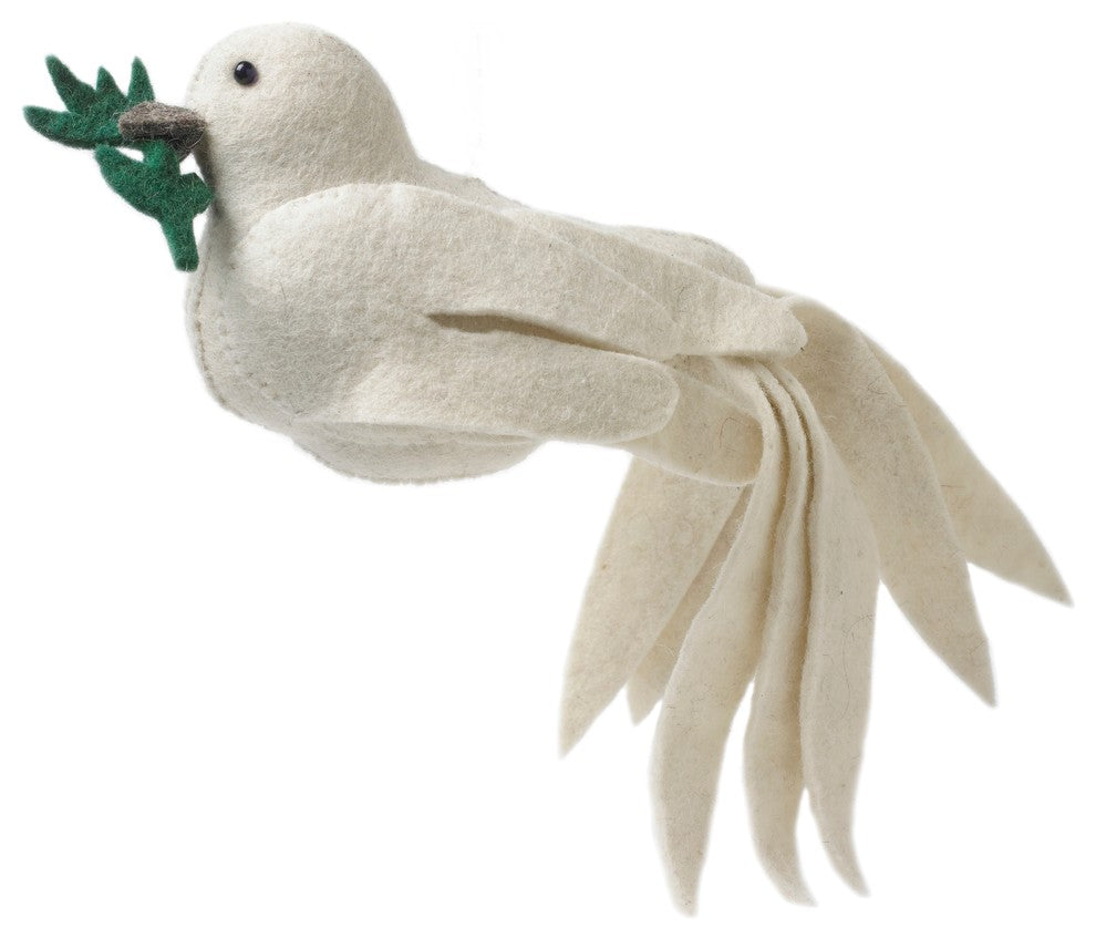 Dove Christmas Tree Topper in Hand Felted Wool