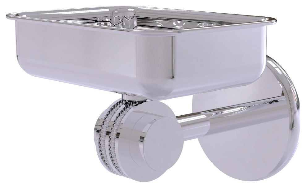 Satellite Orbit Two Wall Mount Soap Dish With Dotted Accents, Polished Chrome