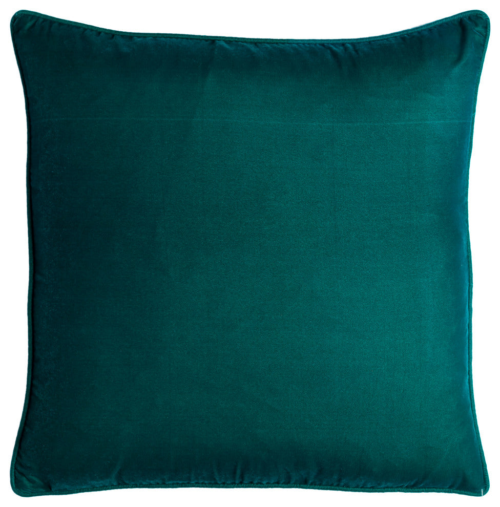 Surya Velvet Glam Deep Teal Pillow Shell With Polyester Insert 20"H X 20"W