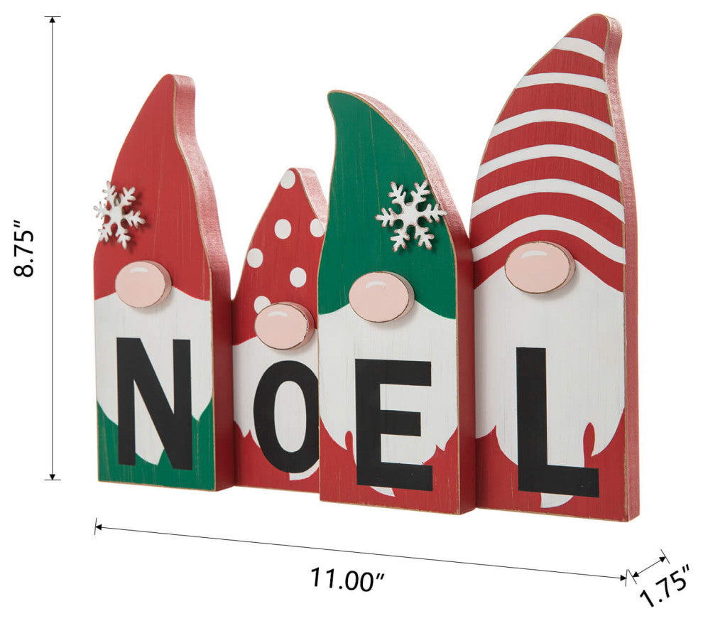 Wooden Christmas Ornament Gnome Family Table Decor, "Noel"