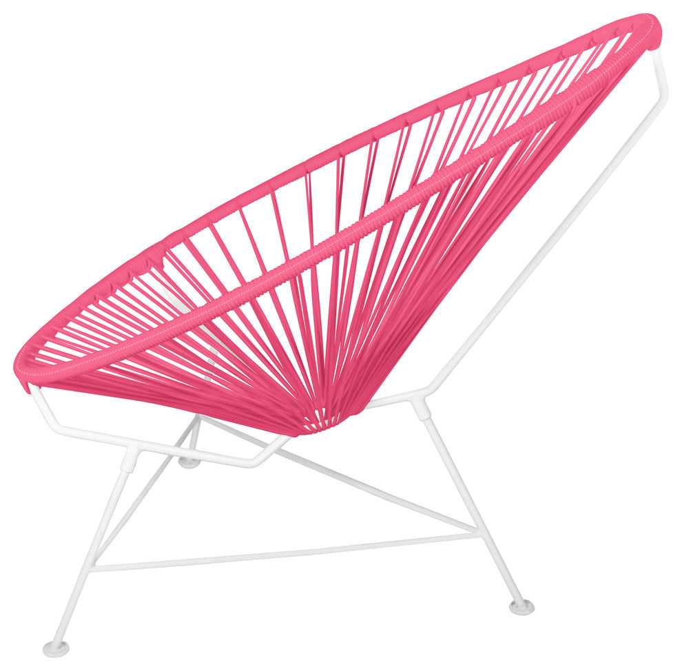 Junior Indoor/Outdoor Handmade Acapulco Chair, Pink Weave, White Frame