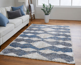 Weave & Wander Caide Contemporary Rug, Blue/Gray, 9'x12'