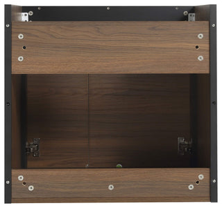 Oakville Wall Mount Bathroom Vanity, Walnut Ebony, 24", Black Hardware