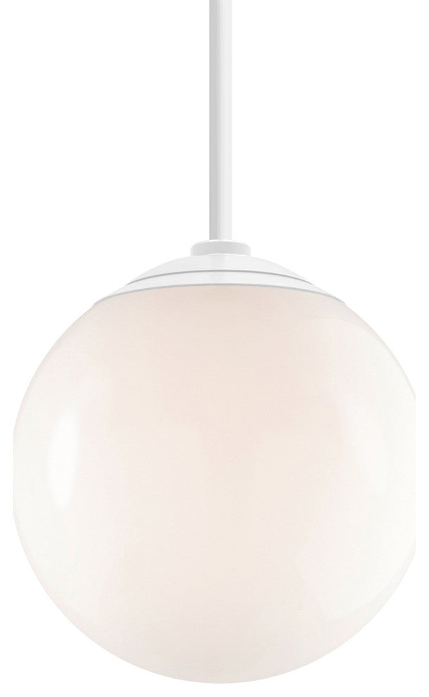 Globe Outdoor Pendant, Gloss White Shade With Gloss White 24" Stem, 16" Shade