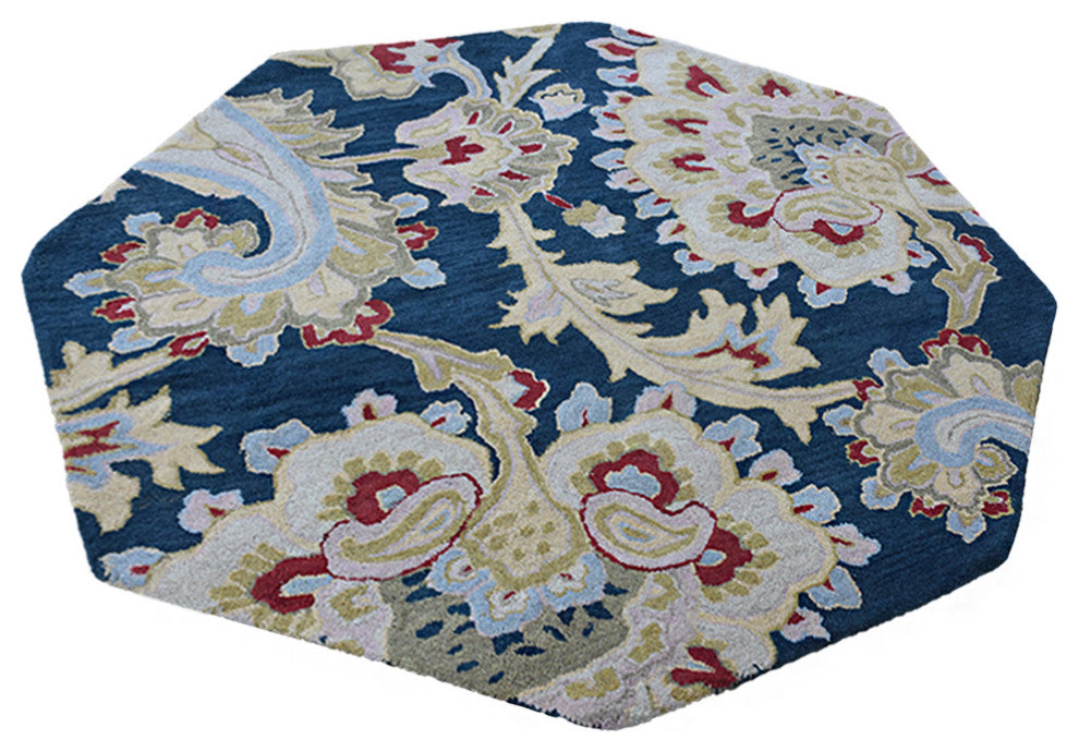Curated visual reference: Visual Reference: Hand Tufted Wool Eco Friendly Area Rugs Octagon Blue Floral
