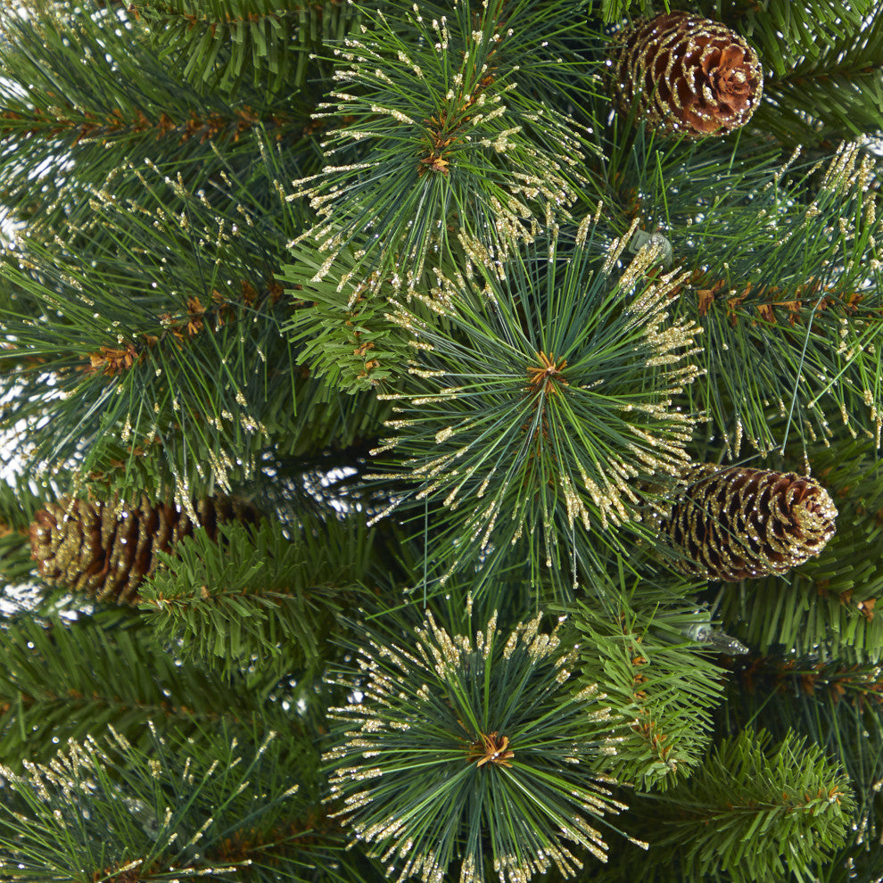 3.5' Golden Tip Washington Pine Faux Xmas Tree W/Lights, Pinecones