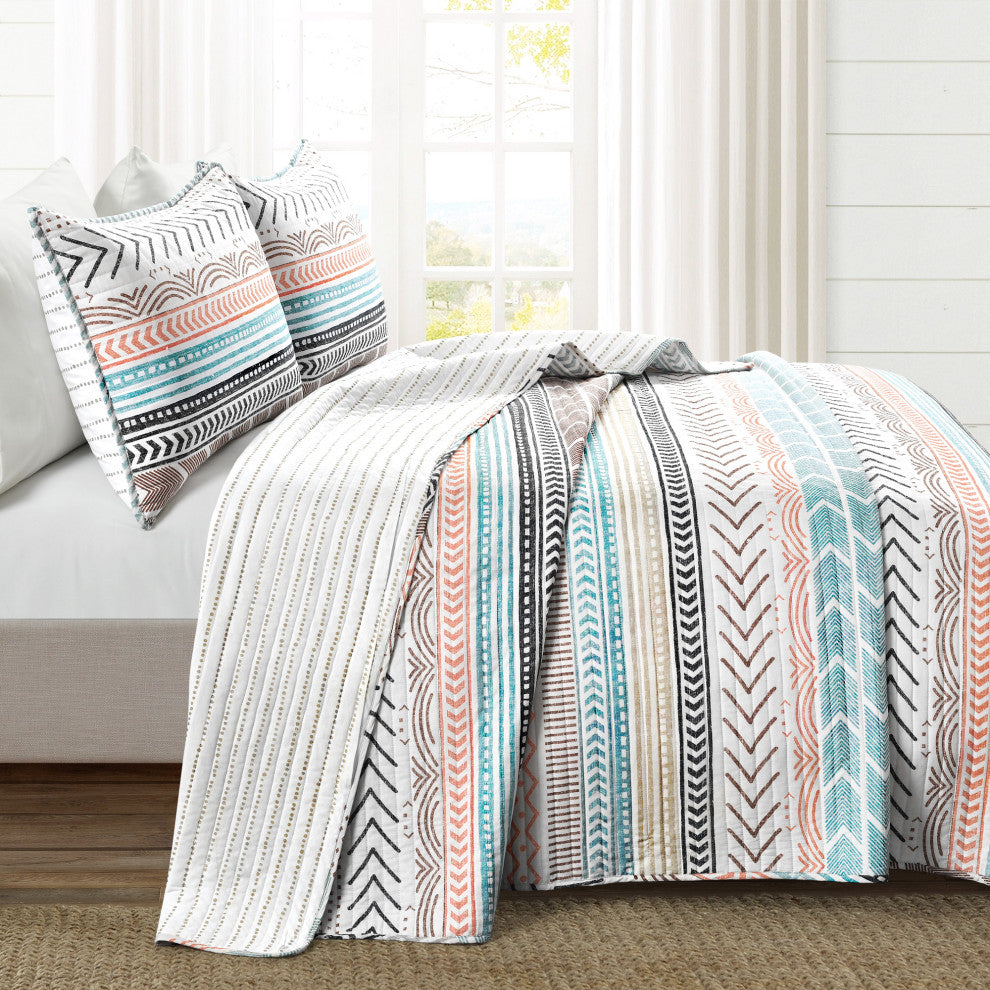 Hygge Geo 3-Piece Quilt Set, Neutral/Multi, King