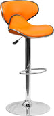 Estella Mid-Back Deep Curved Orange Vinyl Swivel Adjustable Barstool