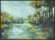 Green Landscape, 42.25"x31.25", Espresso Natural Wood Gallery Floater