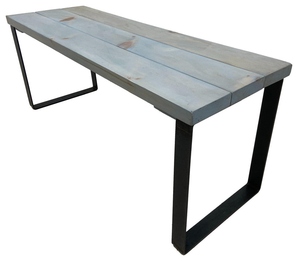 Bedroom or Entryway Bench, Heavy Duty Industrial Metal Legs, Celeste, Length 36", Fits Twin Bed