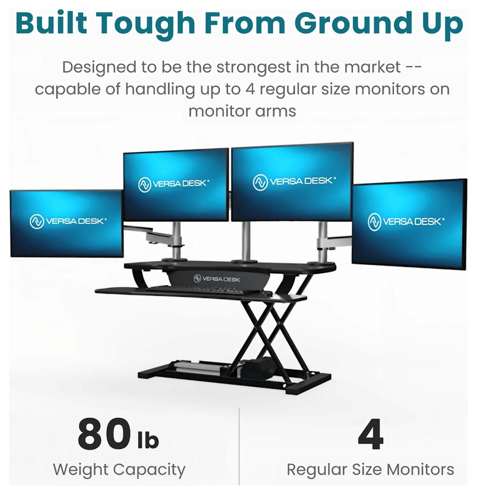 VersaDeskÂ® PowerProÂ® Electric Height Adjustable Standing Desk Converter, Maple, 48''