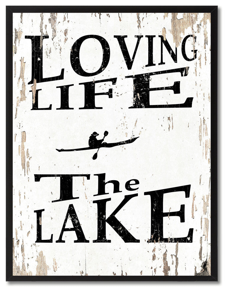 Loving Life The Lake Inspirational, Canvas, Picture Frame, 13"X17"