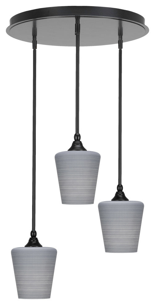 Empire 3-Light Cluster Pendalier, Matte Black/Gray Matrix