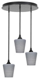 Empire 3-Light Cluster Pendalier, Matte Black/Gray Matrix
