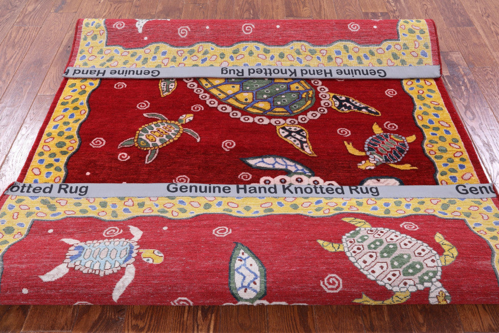 Handmade Gabbeh Turtle Design Wool Rug 5' 2" X 7' 1" - Q13526