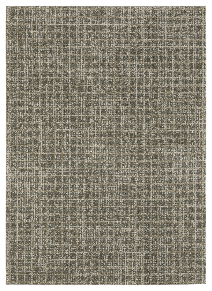 Alistair Geometric Plaid Grey/ Beige Indoor Area Rug, Grey, 5'3"x7'6"