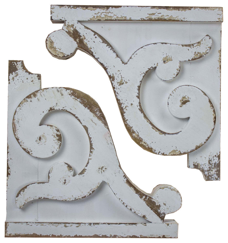 Wooden Corbel Shelf Brackets, Set of 2
