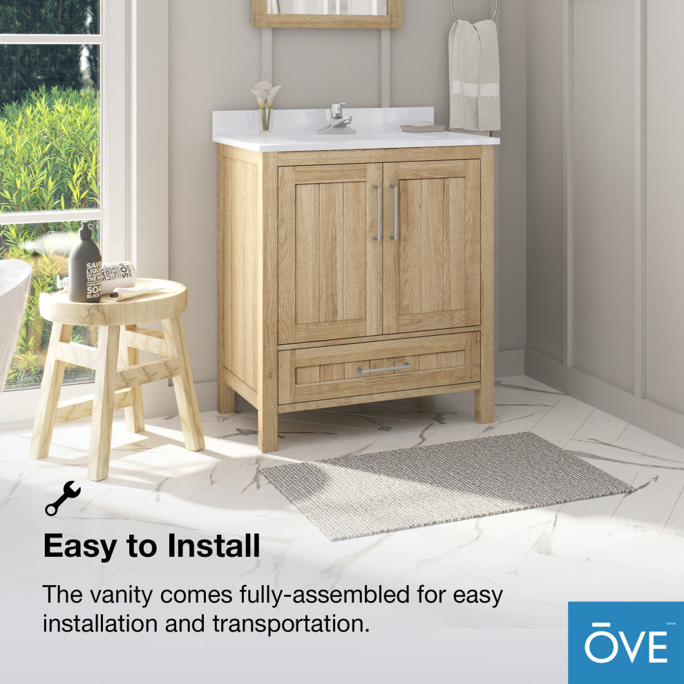 Ove Decors Kansas 18" Single Sink Vanity With Countertop, White, 30 in.