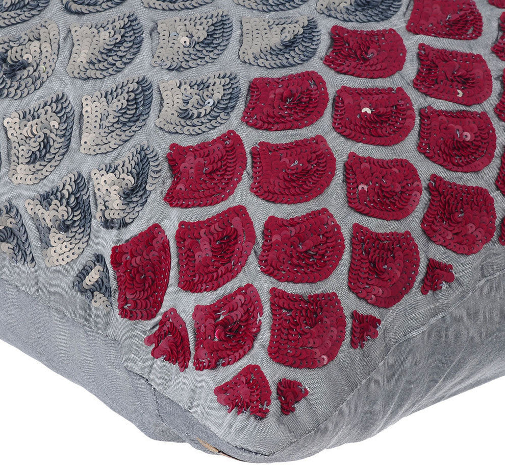 Gray Decorative Pillow Covers 22"x22" Silk, Cranberry Space