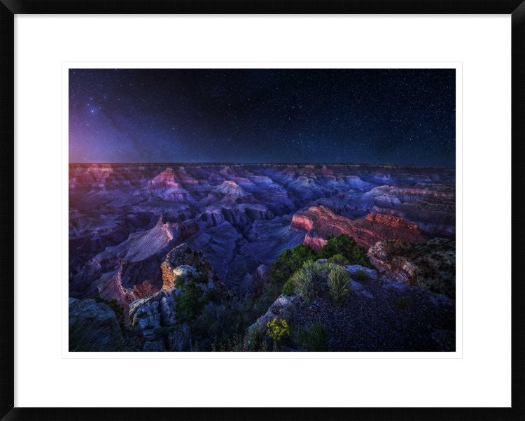 "Grand Canyon Night" Framed Digital Print by Juan Pablo De, 30"x24"