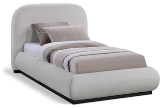 Vaughn Bed, Gray, Twin, Chenille Fabric, Black Finish