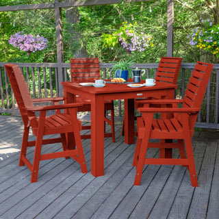 Weatherly 5-Piece Square Counter-Height Dining Set, Rustic Red