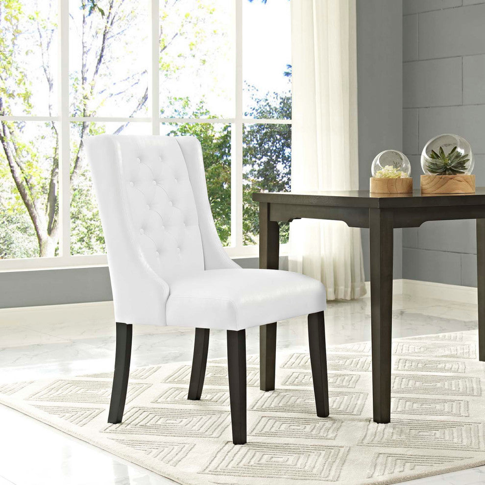 Side Dining Chair, Faux Leather, White, Modern, Bistro Restaurant Hospitality