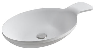 Polystone Spoon Vessel Bathroom Sink, Glossy White, No Faucet