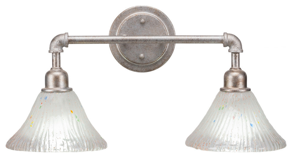 Vintage 2 Light Bath Bar, 7" Frosted Crystal Glass