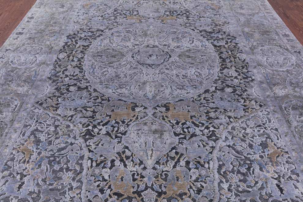 Persian Hand-Knotted Wool and Silk Rug 9' 0" X 12' 4" Q9091