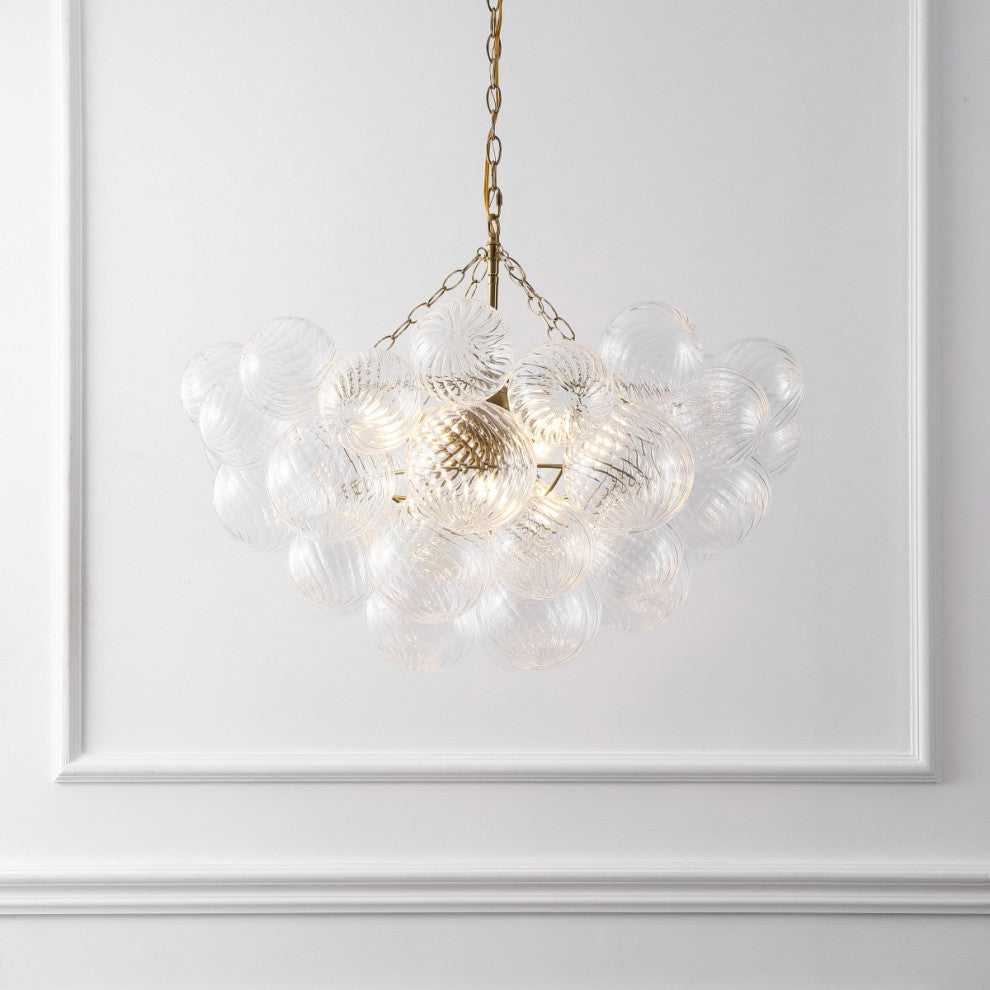 Safavieh Couture Betty Glass Bubbles Chandelier, Brass/Clear