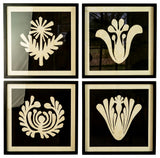 Set of Four Framed Black & White Graphic Prints Under Glass